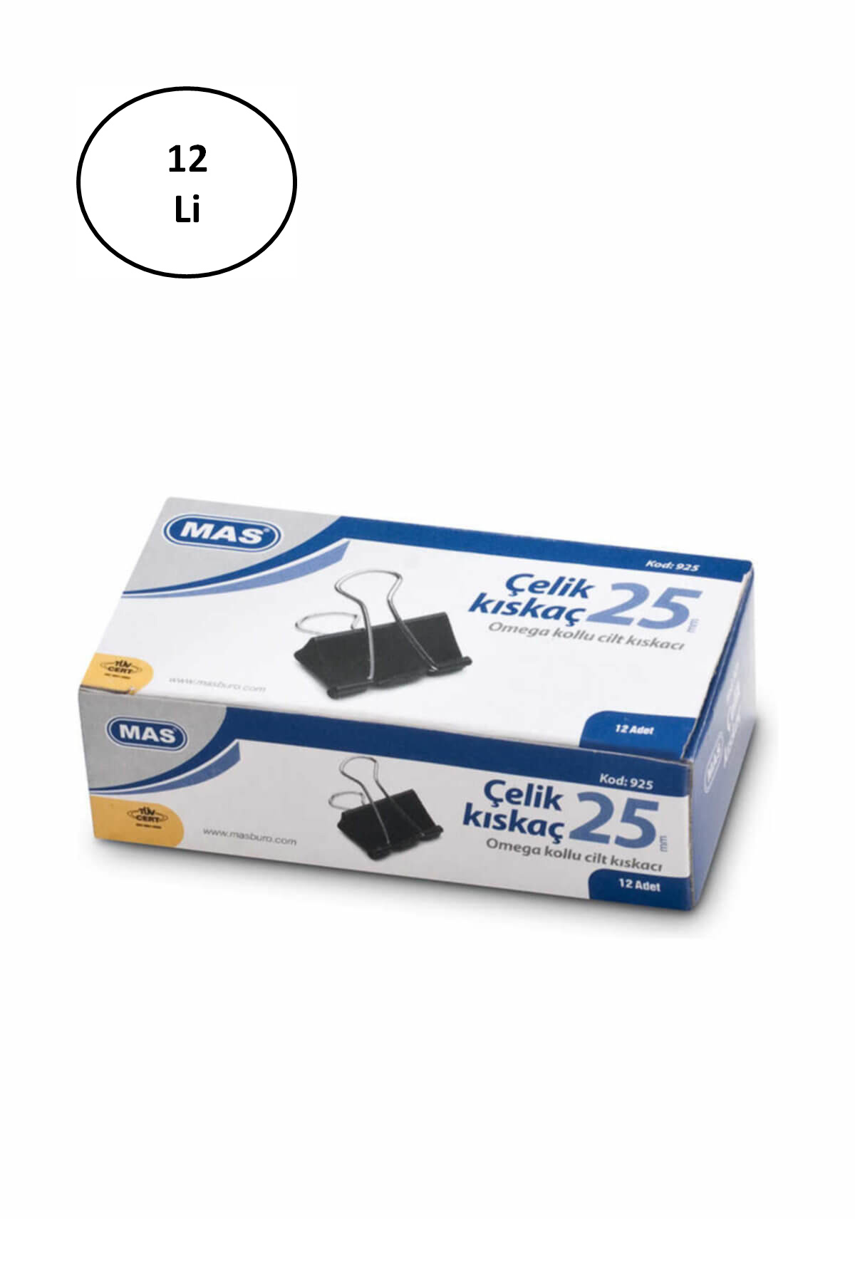 Just Cheap Store Mas Omega Çelik Kıskaç Siyah 25 Mm 12'Li