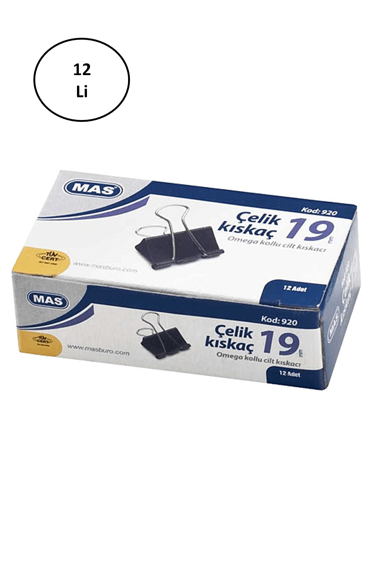 Just Cheap Store Mas Omega Çelik Kıskaç Siyah 19 Mm 12'Li