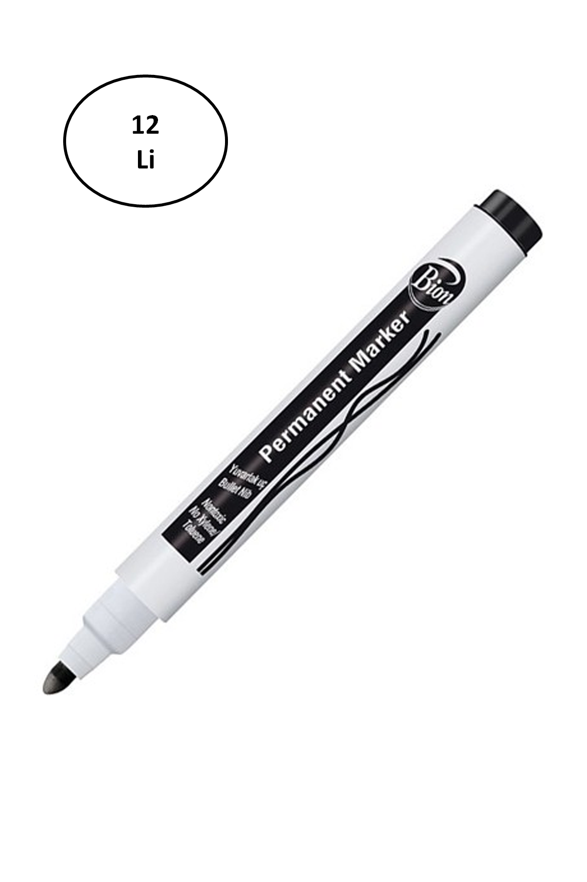 Just Cheap Store Mas Permanent Marker 9175 - Yuvarlak Uç - Siyah 12 Li