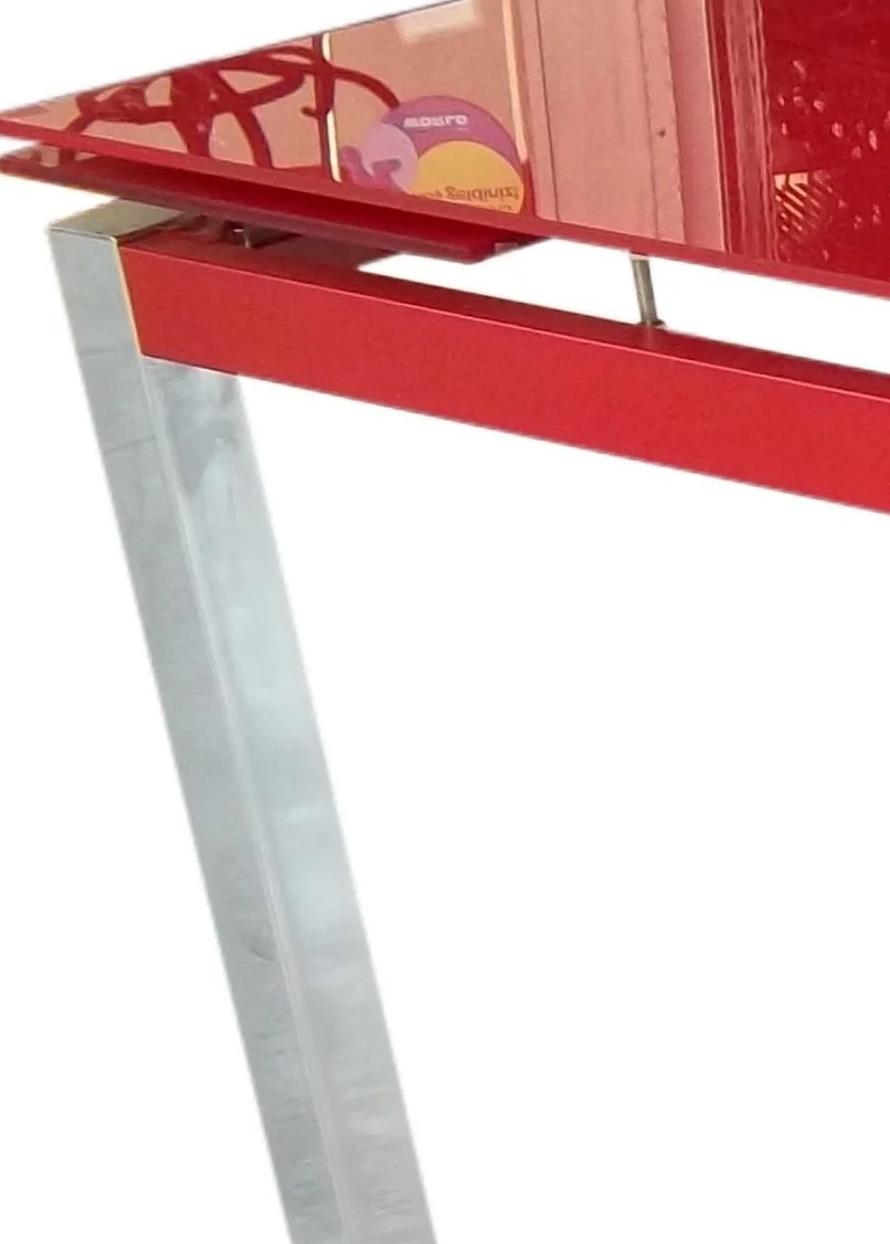 Masa 12360 CAM LAZER YPIŞTIRMA Metal nikelaj ayak Kırmızı TEMPER 