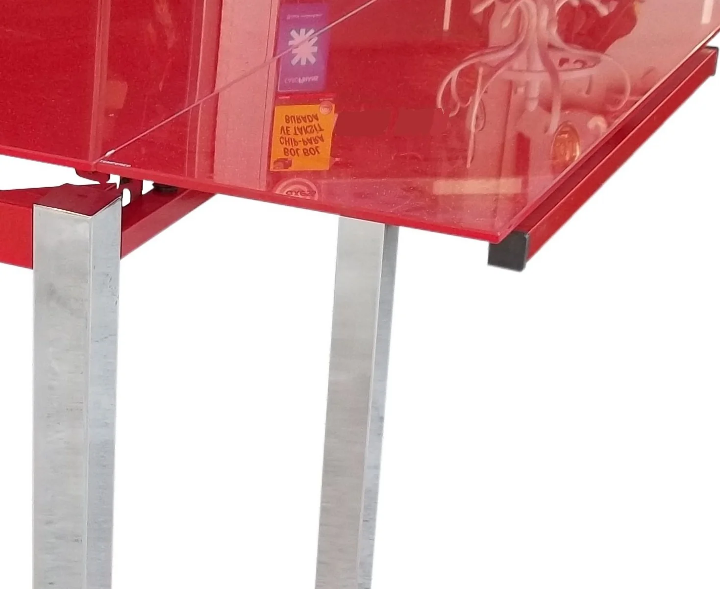 Masa 12360 CAM LAZER YPIŞTIRMA Metal nikelaj ayak Kırmızı TEMPER 