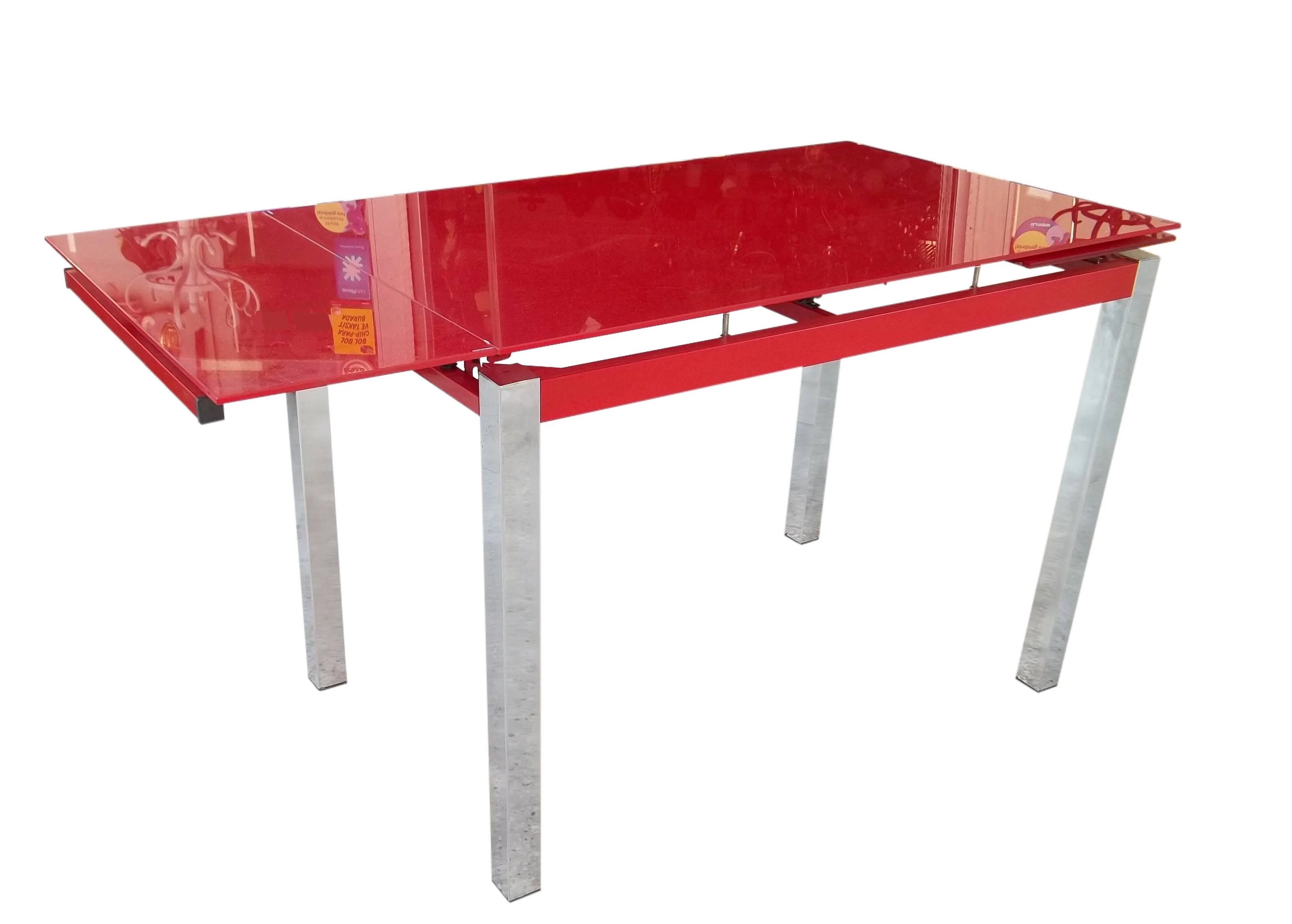 Masa 12360 CAM LAZER YPIŞTIRMA Metal nikelaj ayak Kırmızı TEMPER 