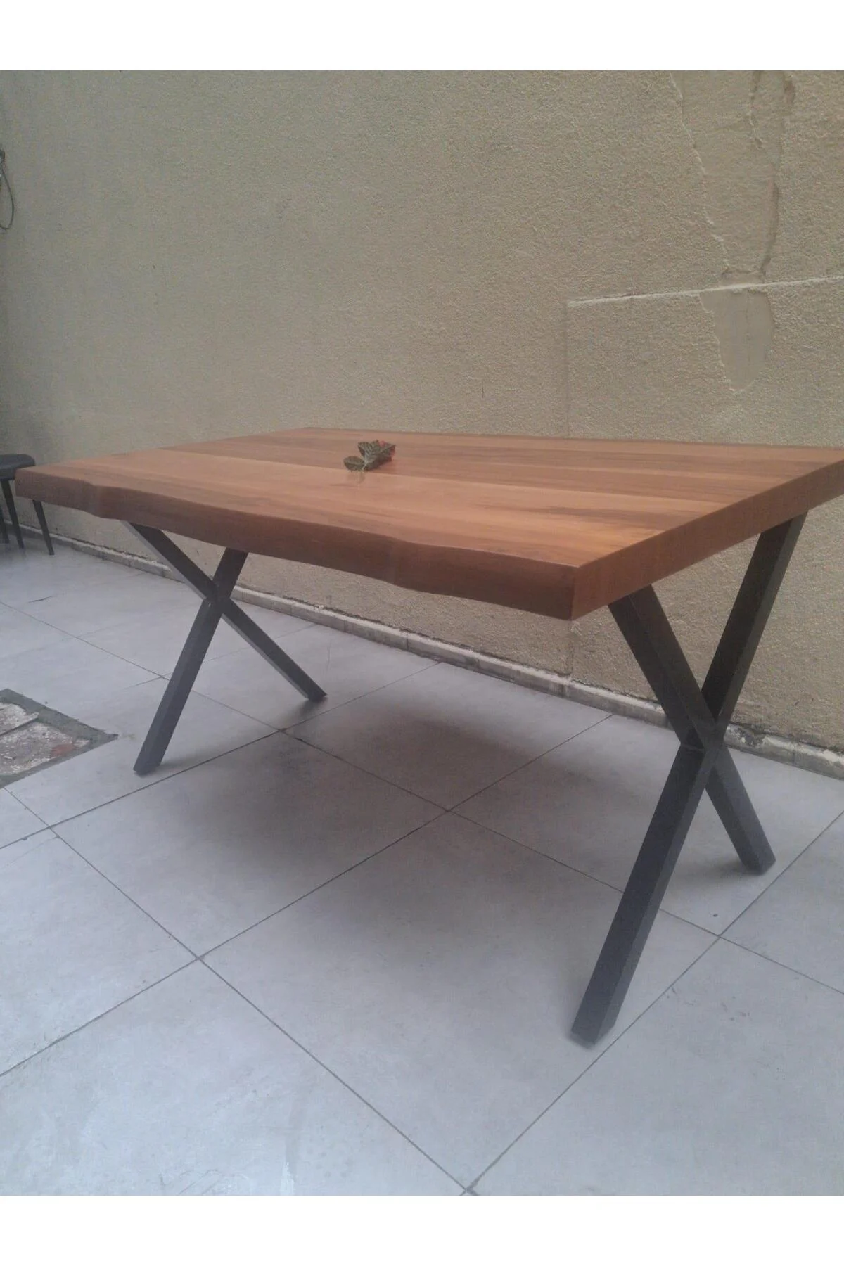 Masa 12433 KÜTÜK desen Model Metal Siyah X Metsal Ayak İtina paket kargo EL Yapım - Görsel 8