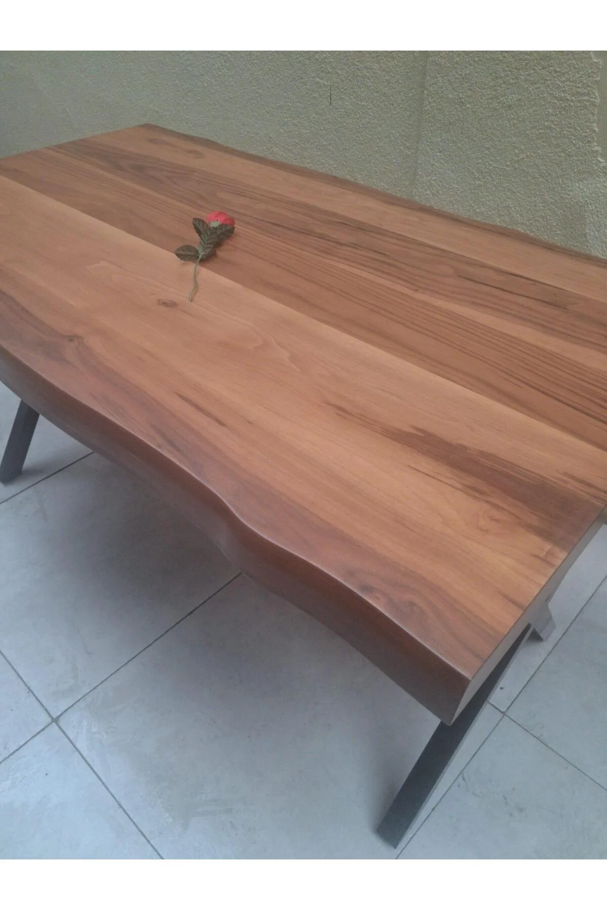 Masa 12433 KÜTÜK desen Model Metal Siyah X Metsal Ayak İtina paket kargo EL Yapım - Görsel 7