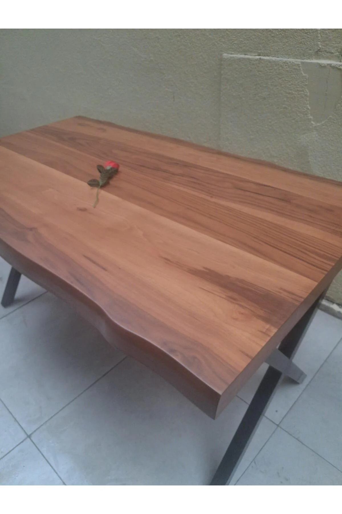 Masa 12433 KÜTÜK desen Model Metal Siyah X Metsal Ayak İtina paket kargo EL Yapım - Görsel 2