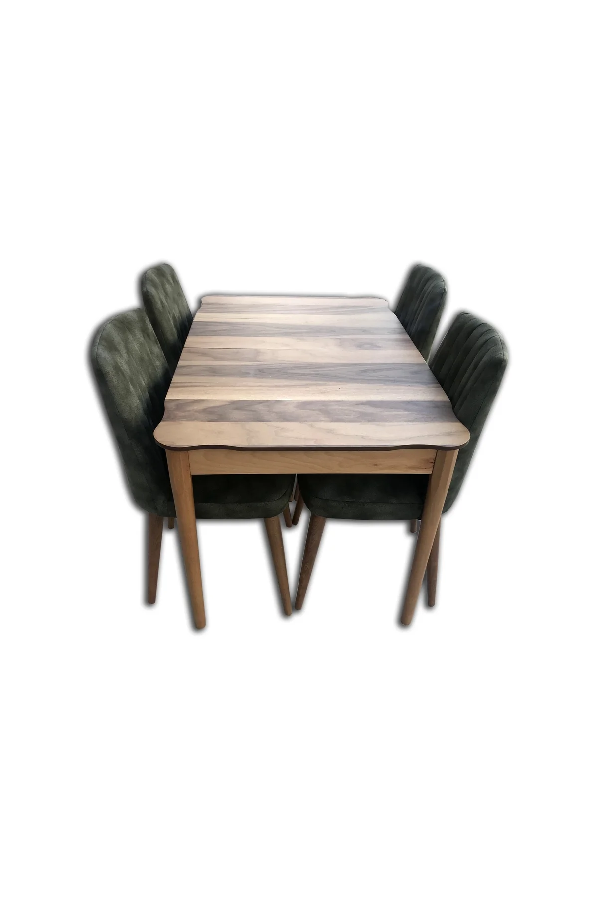 Masa 12507 KÜTÜK DESEN Tk Model Kayın RETRO AYAK ceviz Dilimli kapiton sandalye - Görsel 2