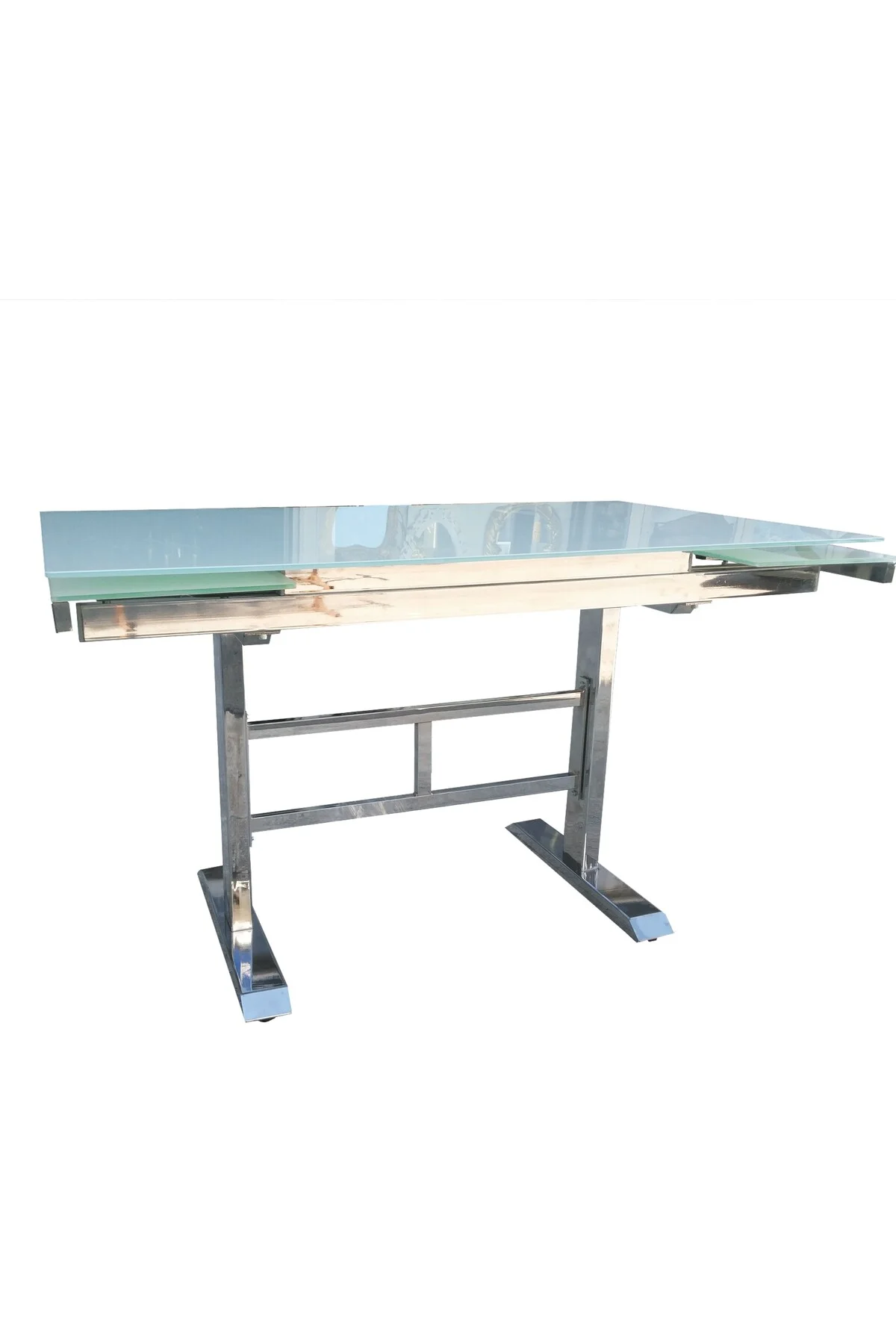 Masa 12585 JAPON ayak model Metal nikelaj Ay<k Yan Açılır Temper cam El Yapım - Görsel 2
