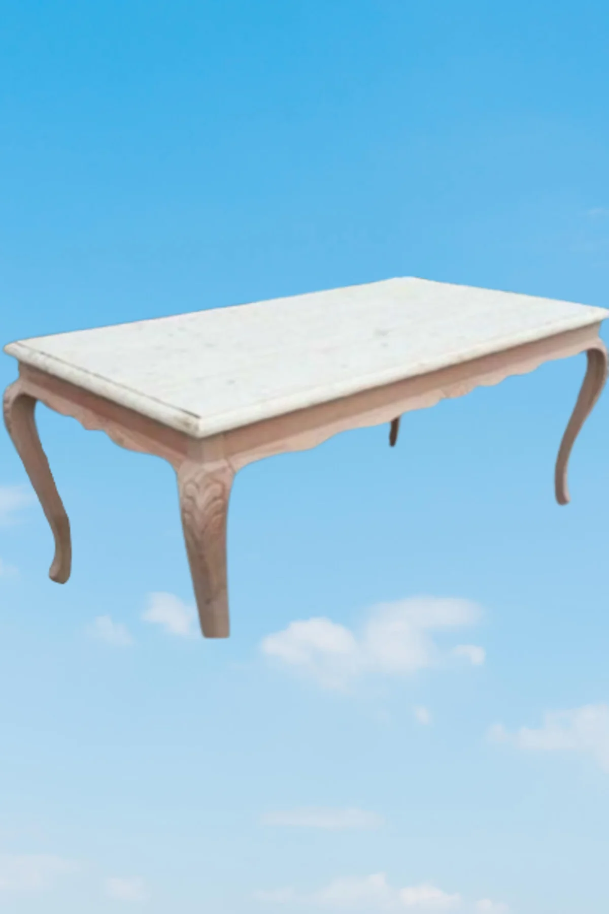 Masa 13596 LÜKENS ASLAN Ayak Oymalı sabit Model ladin Tabla HAM Klasik El Yapım - Görsel 4