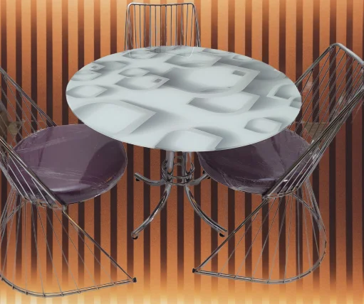 Masa 14151 TEL Sandalye Metal Nikelaj Ayak Japon Temper Balık sür