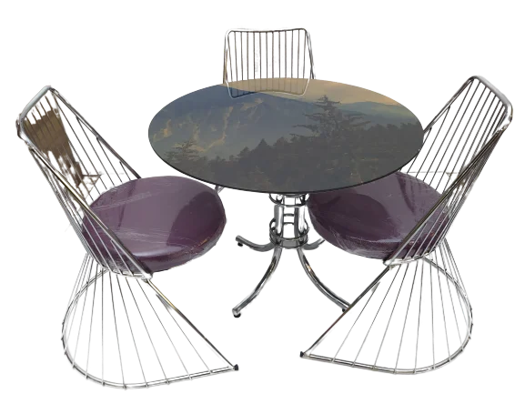 Masa 14152 TEL Sandalye Tk Metal Nikelaj  Ayak Japon Temper Kırıl