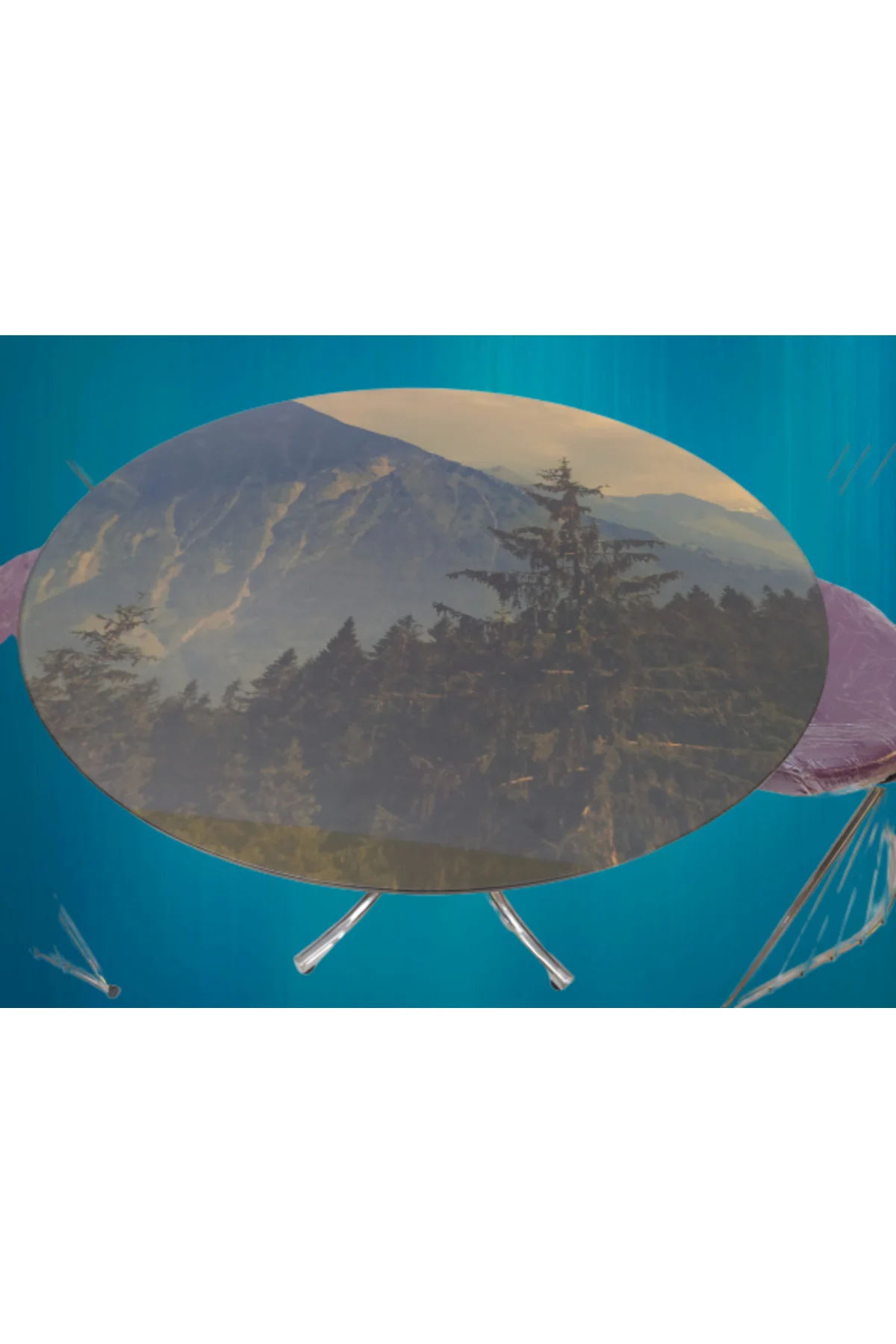 Masa 14152 TEL Sandalye Tk Metal Nikelaj Ayak Japon Temper Kırılma Manzara Cam - Görsel 2