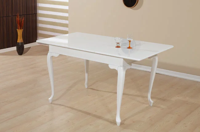 Masa 14175 ASLAN Ayak MODEL Kayın Klasik Torna Parlak Beyaz renk 