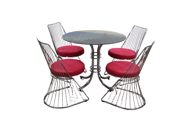 Masa 16609 TEL Sandalye Model Tk Metal Nikelaj Japon Ayak Temper 