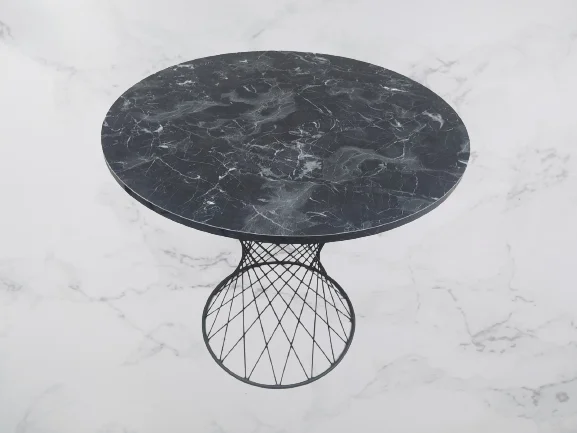 Masa 17445 OPTİMALY tel sepet POTA Model Metal Çelik Siyah mermer