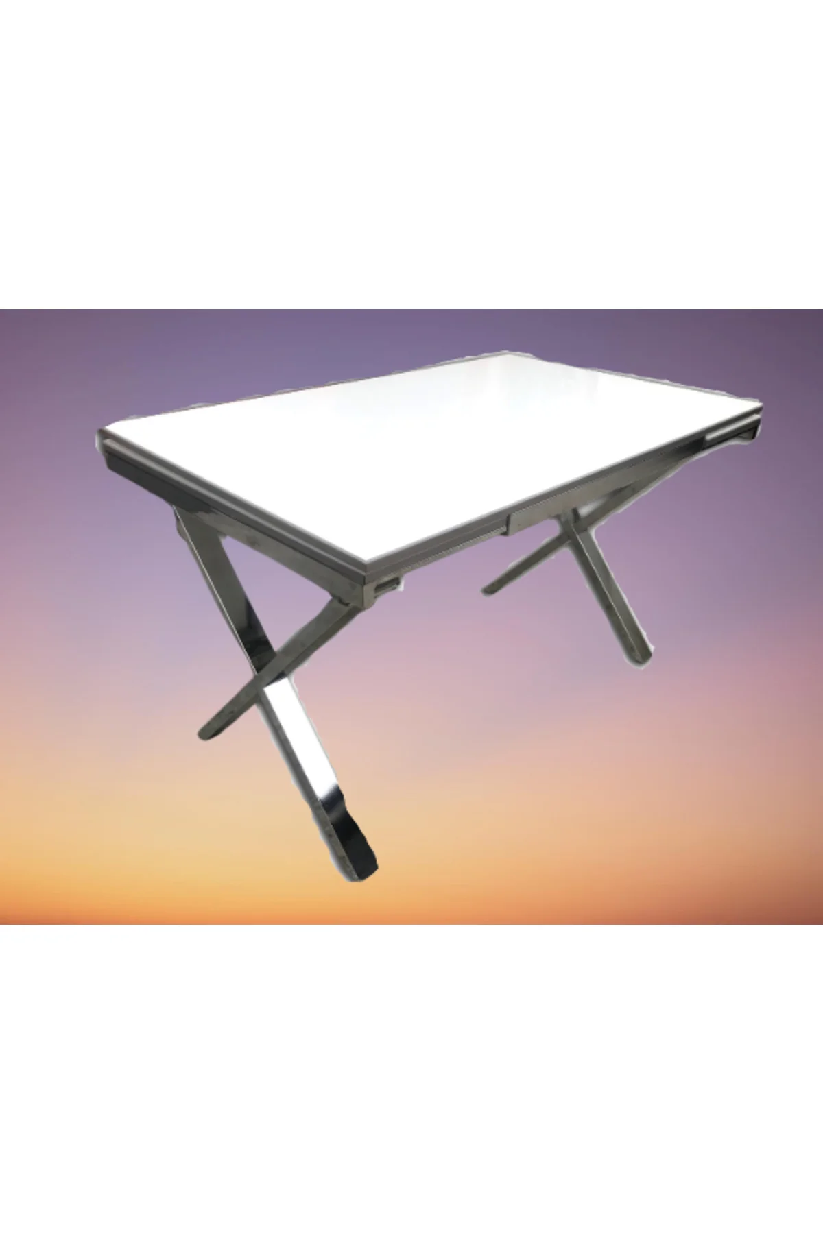 Masa 18120 Model Metal nikelaj X ayak glosspan tabla yan açılır El Yapım - Görsel 3