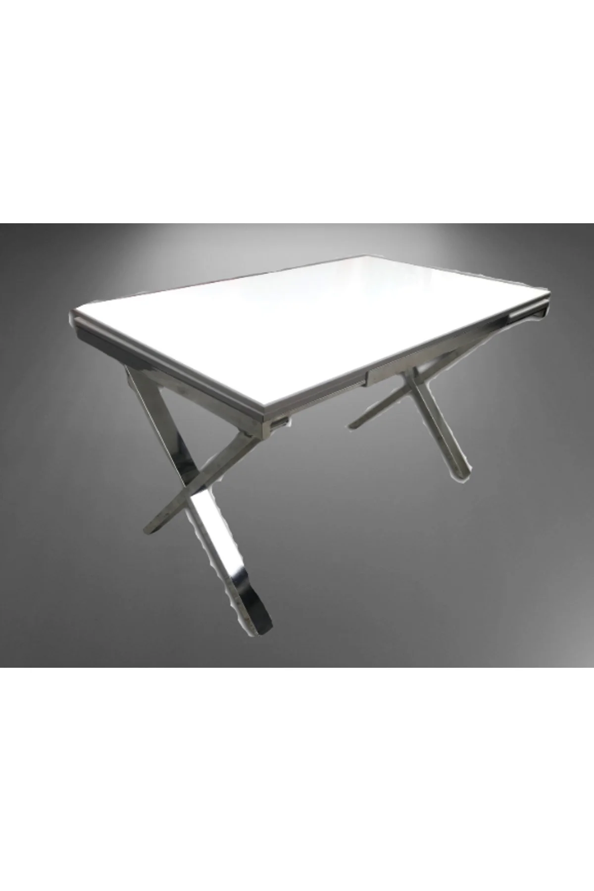Masa 18120 Model Metal nikelaj X ayak glosspan tabla yan açılır El Yapım - Görsel 2