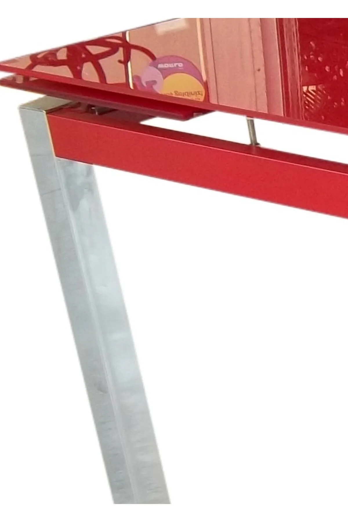 Masa 18146 CAM LAZER Yapıştırma Metal nikelaj ayk Temper Cam Yan açıl El yapım - Görsel 2