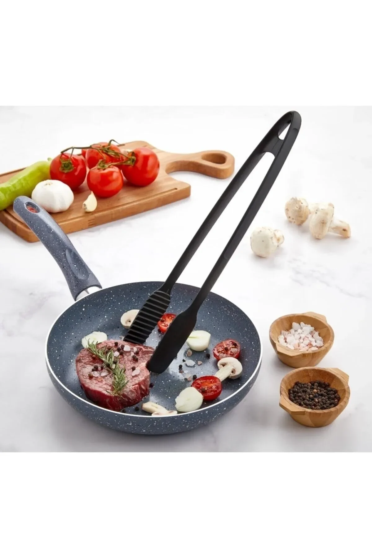 Maşa - 220 Dereceye Kadar Dayanıklı Yanmaz - Yapışmaz Plastik Izgara Maşası 30 Cm