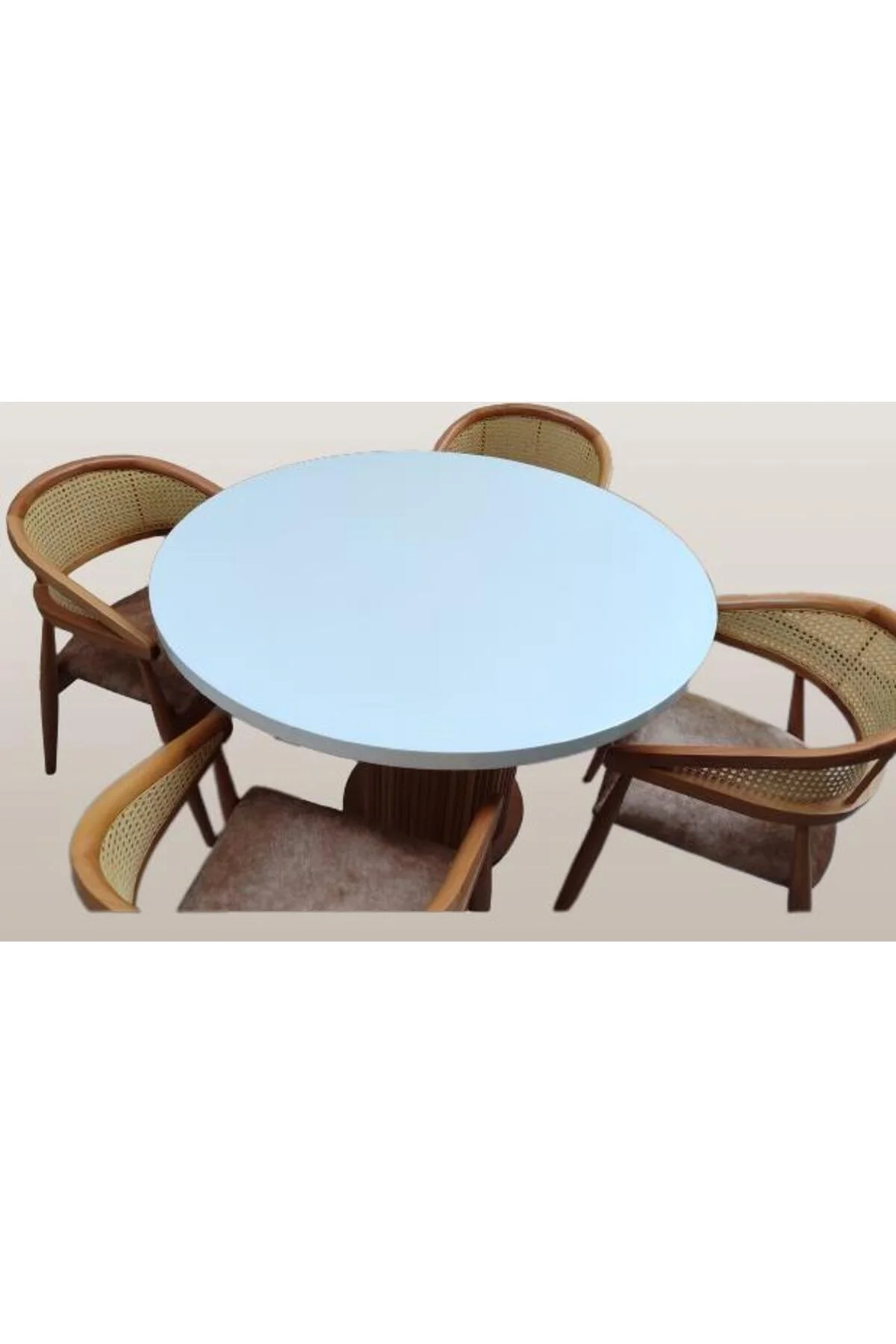 Masa 90184 MODERN Anıt 110 Hasır Sandalye TK Model MDF Tabla Beyaz Renk El yapı Masa 90184 MODERN Anıt 110 Hasır Sandalye TK Model MDF Tabla Beyaz Renk El yapı - Görsel 3