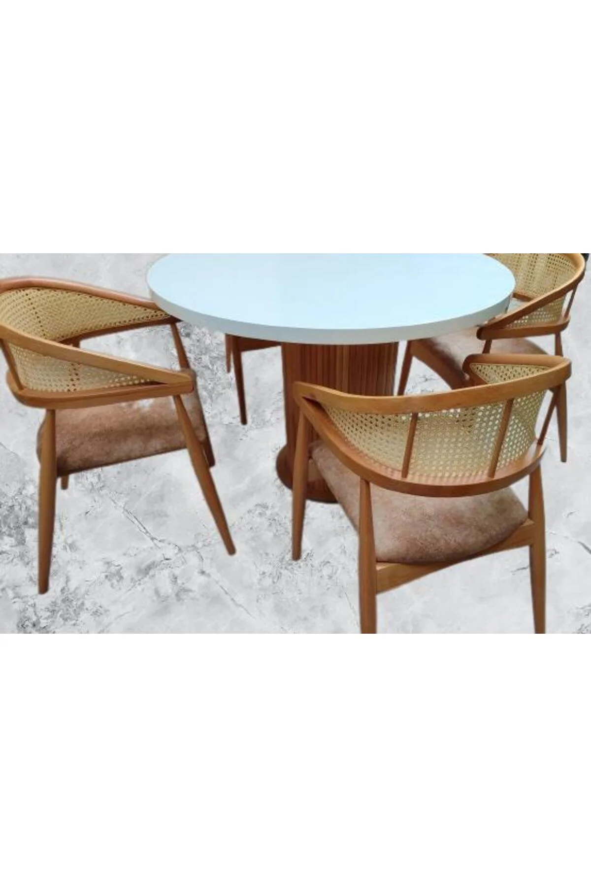 Masa 90184 MODERN Anıt 110 Hasır Sandalye TK Model MDF Tabla Beyaz Renk El yapı Masa 90184 MODERN Anıt 110 Hasır Sandalye TK Model MDF Tabla Beyaz Renk El yapı