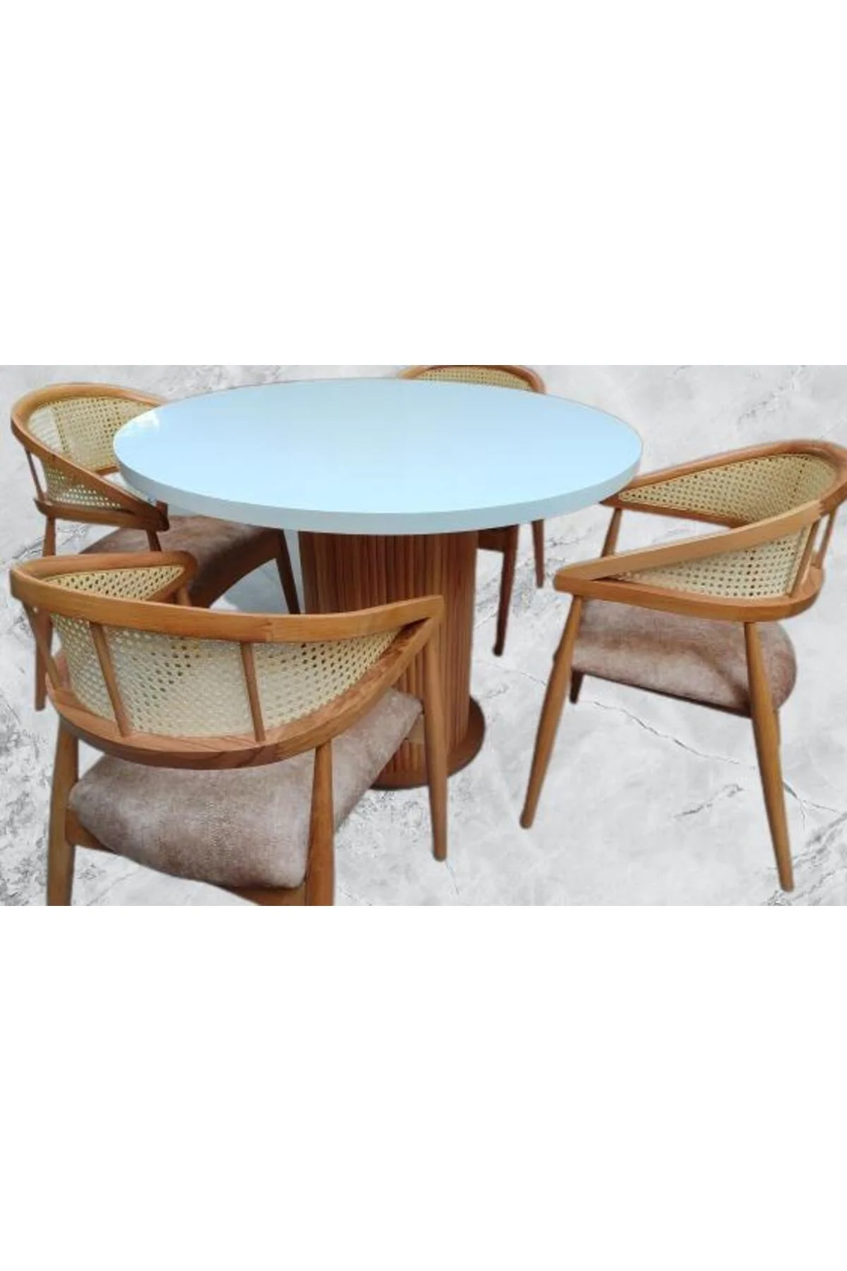 Masa 90184 MODERN Anıt 110 Hasır Sandalye TK Model MDF Tabla Beyaz Renk El yapı Masa 90184 MODERN Anıt 110 Hasır Sandalye TK Model MDF Tabla Beyaz Renk El yapı - Görsel 7
