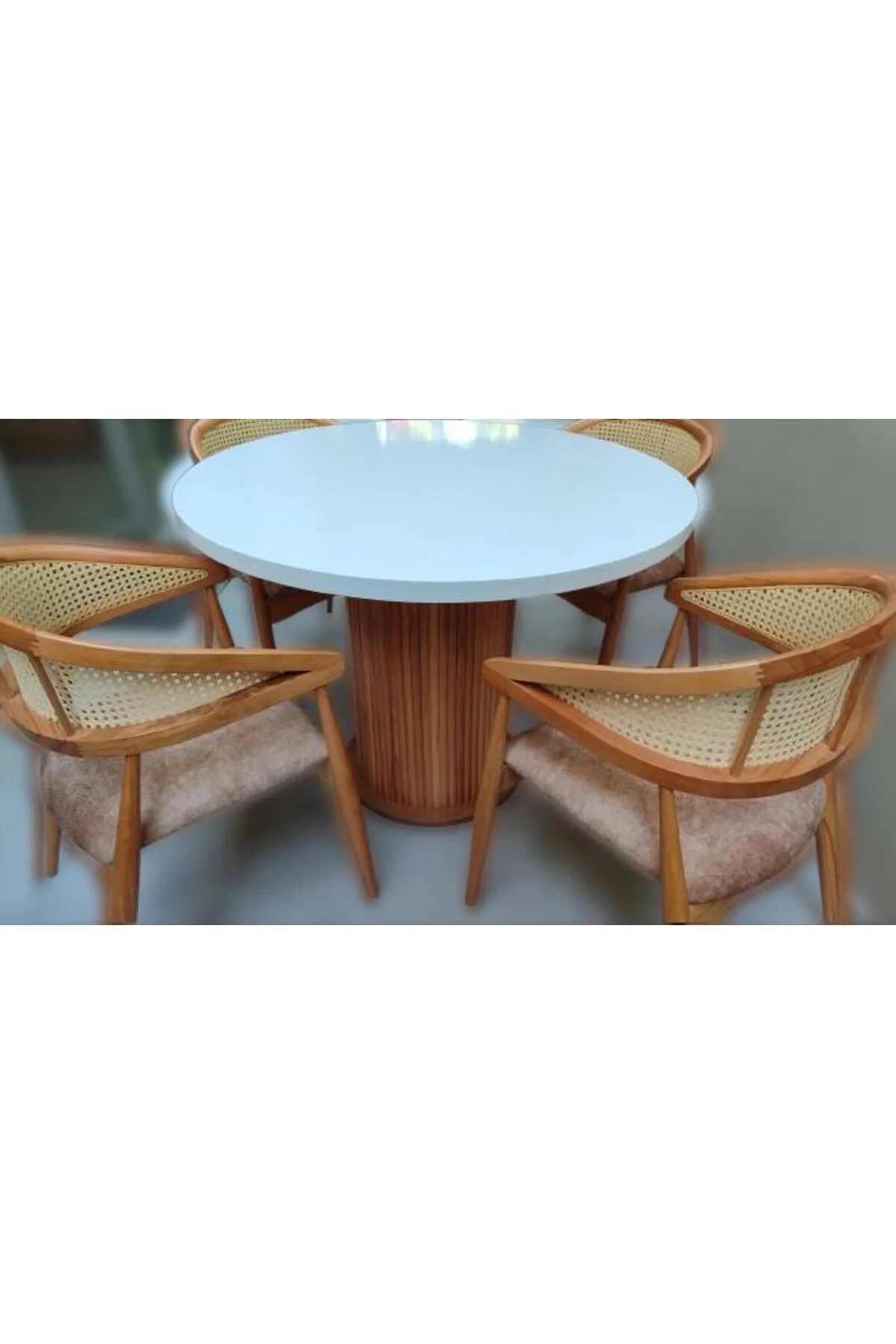Masa 90184 MODERN Anıt 110 Hasır Sandalye TK Model MDF Tabla Beyaz Renk El yapı Masa 90184 MODERN Anıt 110 Hasır Sandalye TK Model MDF Tabla Beyaz Renk El yapı - Görsel 6
