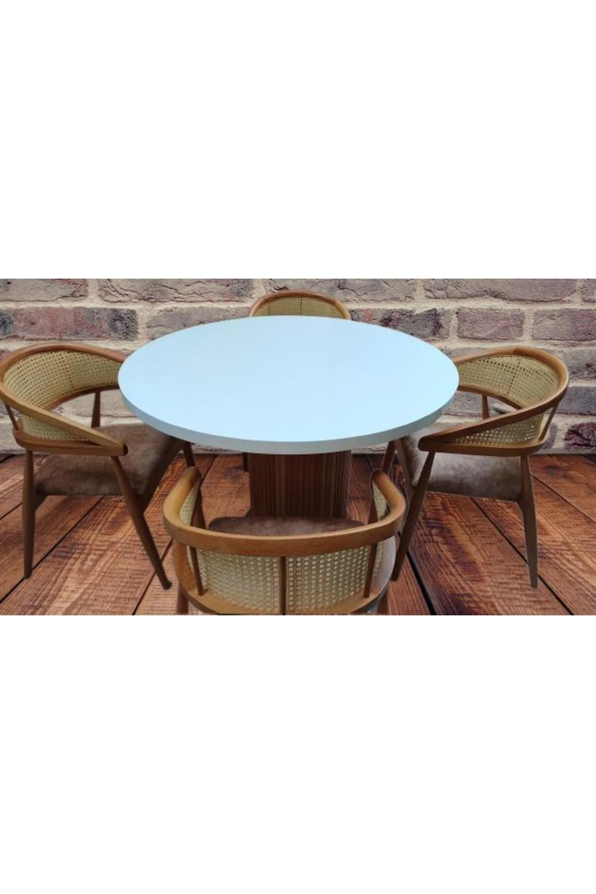 Masa 90184 MODERN Anıt 110 Hasır Sandalye TK Model MDF Tabla Beyaz Renk El yapı Masa 90184 MODERN Anıt 110 Hasır Sandalye TK Model MDF Tabla Beyaz Renk El yapı - Görsel 2