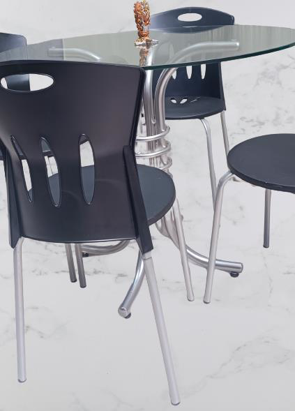 Masa 90278 Sandalye Takım Mutfak Balkon Bahçe Temperli Cam Gri Ay