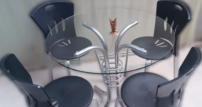Masa 90278 Sandalye Takım Mutfak Balkon Bahçe Temperli Cam Gri Ay