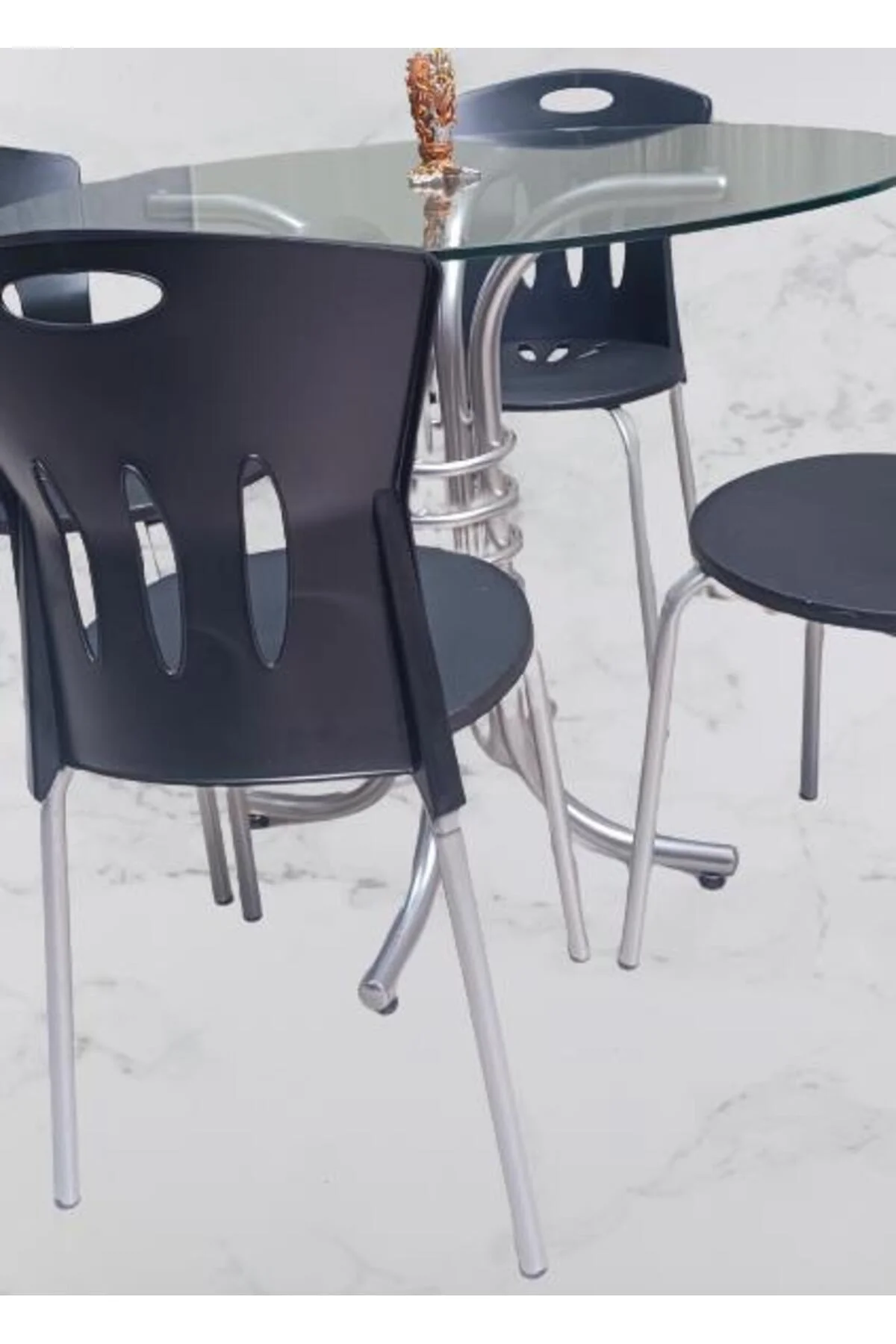Masa 90278 Sandalye Takım Mutfak Balkon Bahçe Temperli Cam Gri Ayaklar El Yapım Masa 90278 Sandalye Takım Mutfak Balkon Bahçe Temperli Cam Gri Ayaklar El Yapım