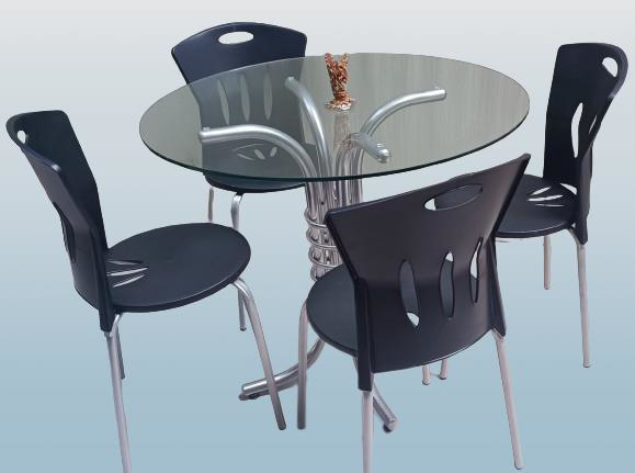 Masa 90278 Sandalye Takım Mutfak Balkon Bahçe Temperli Cam Gri Ay