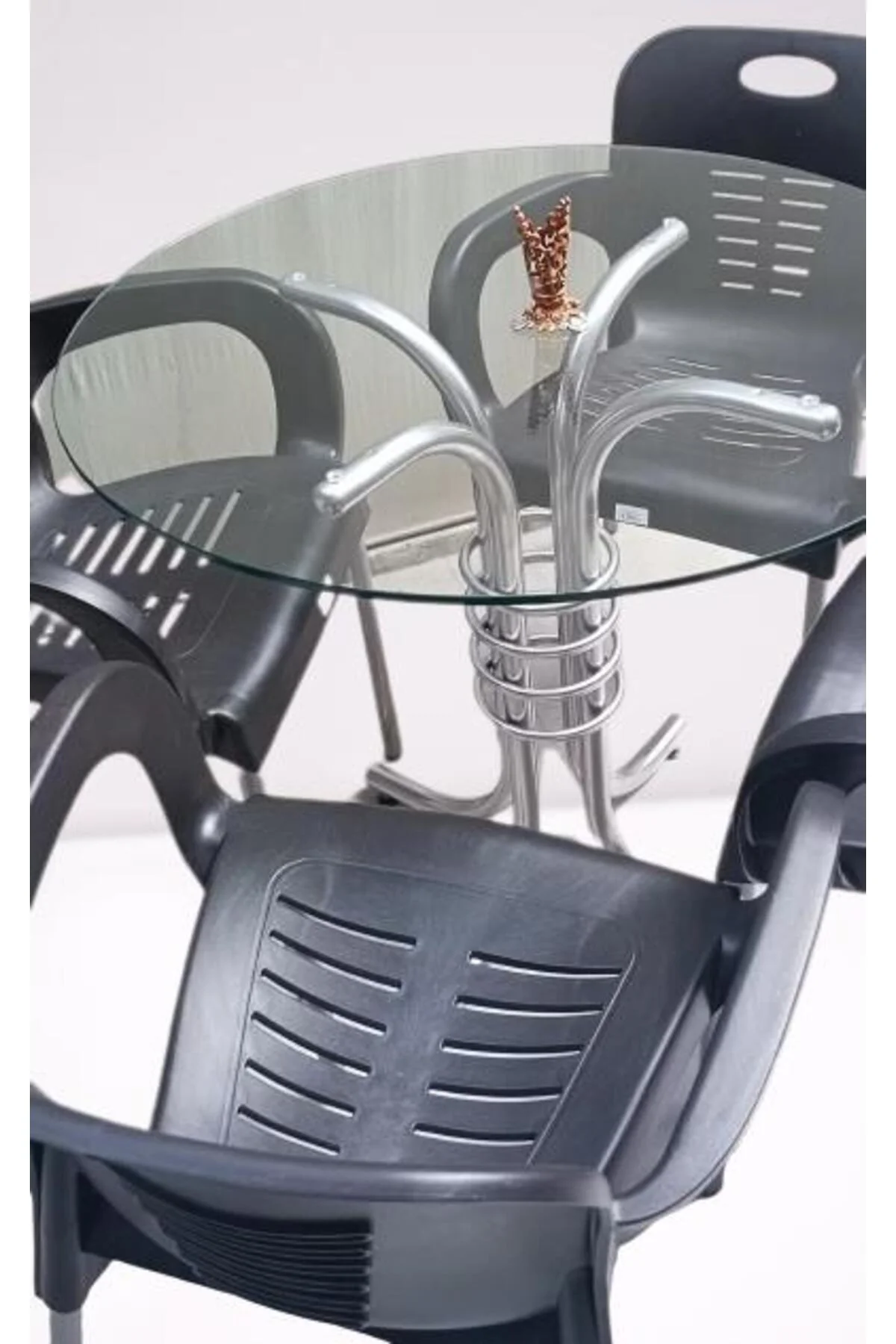 Masa 90279 Takım Temper Cam Gri Siyah Kolçak Sandalye Mutfk Balkon Bahçe El Yapım Masa 90279 Takım Temper Cam Gri Siyah Kolçak Sandalye Mutfk Balkon Bahçe El Yapım - Görsel 2