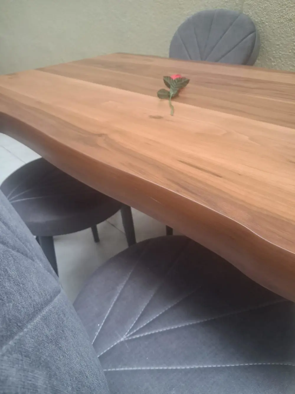Masa 90551 Kütük Desen Model Ceviz Kaplama  Metal X Ayak 4 Adet S