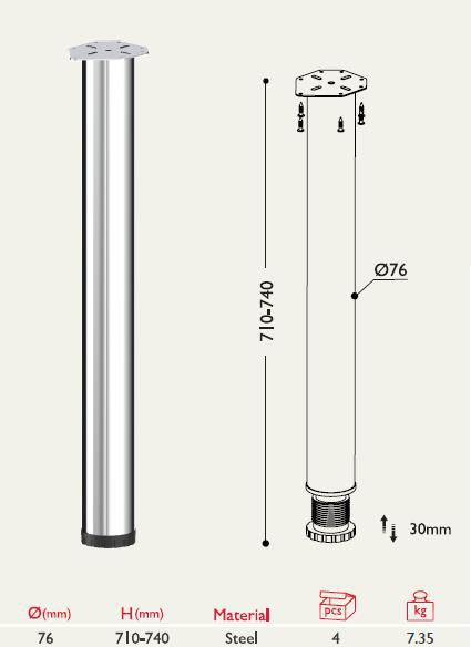 Masa Ayağı 11.190 - 76mm (4 Adet)