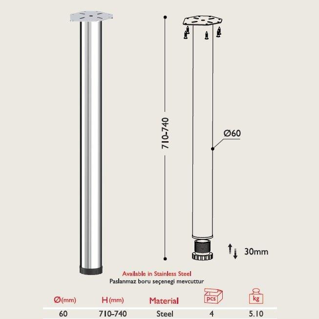Gürçay Hirdavat Masa Ayaği 71Cm * 60Mm Siyah 1 Adet Gürçay Hirdavat Masa Ayaği 71Cm * 60Mm Siyah 1 Adet