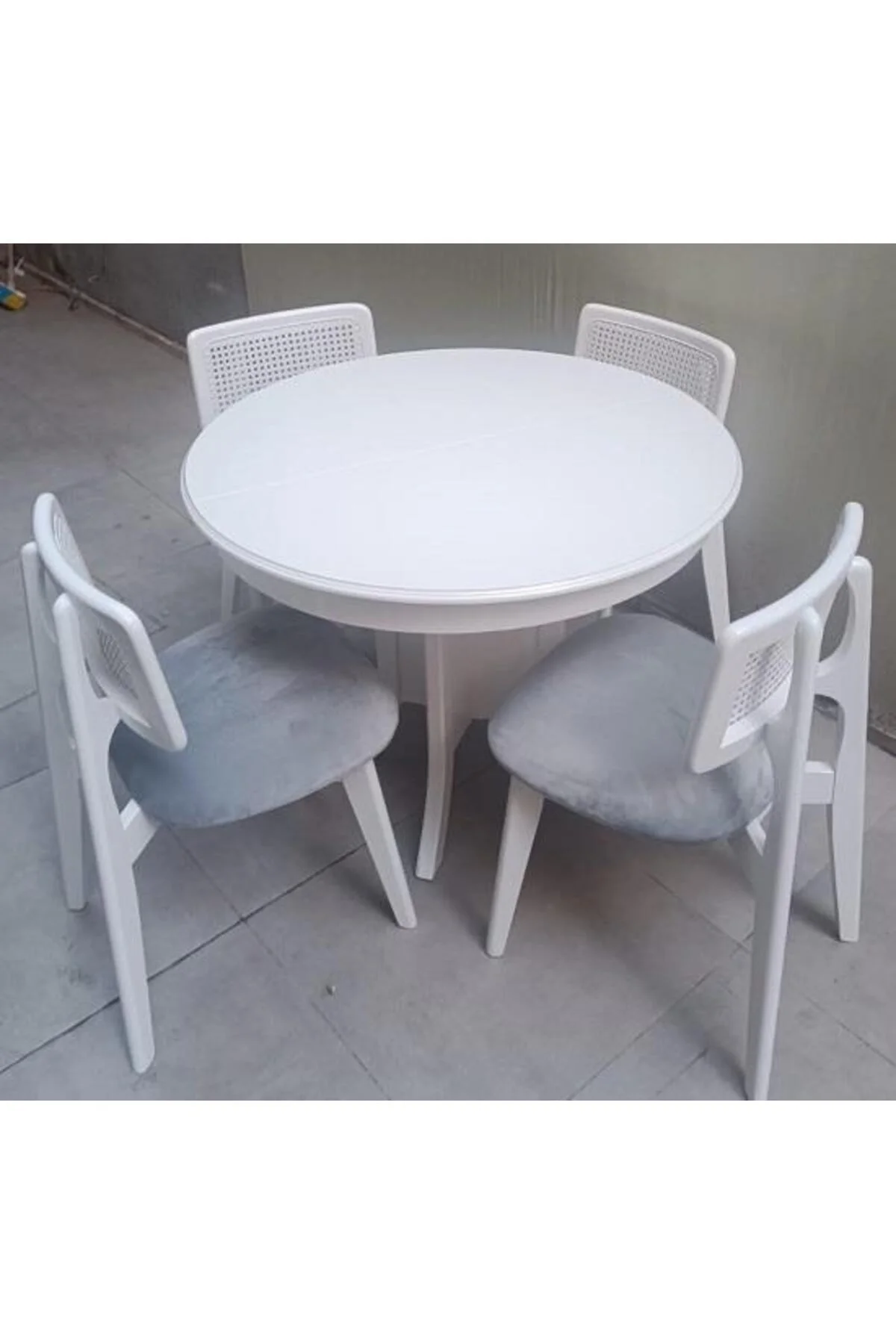 Masa Kutu Sandalye Zia Takım MODEL 90405 Kayın Parlak Beyaz lake El Yapımı - Görsel 7