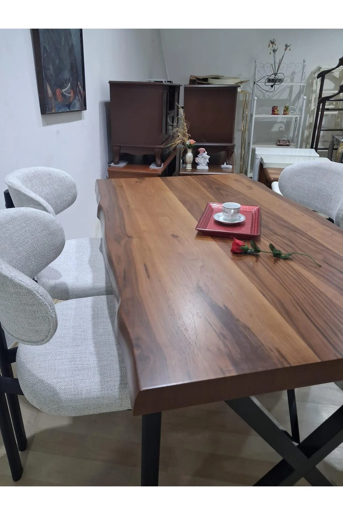 Masa Kütük 90601 V Ayak Sabit Ahşap Boyalı 4 Adet Sandalye Metal Ayak Masa Kütük 90601 V Ayak Sabit Ahşap Boyalı 4 Adet Sandalye Metal Ayak - Görsel 5