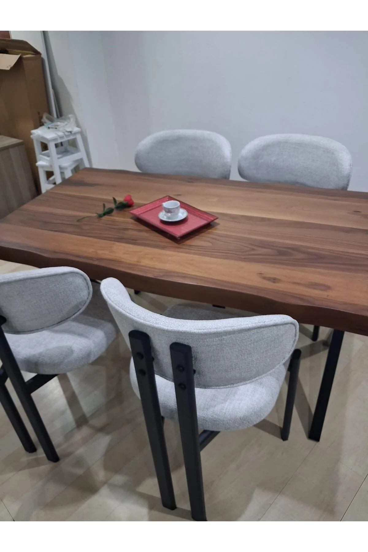 Masa Kütük 90601 V Ayak Sabit Ahşap Boyalı 4 Adet Sandalye Metal Ayak Masa Kütük 90601 V Ayak Sabit Ahşap Boyalı 4 Adet Sandalye Metal Ayak - Görsel 7