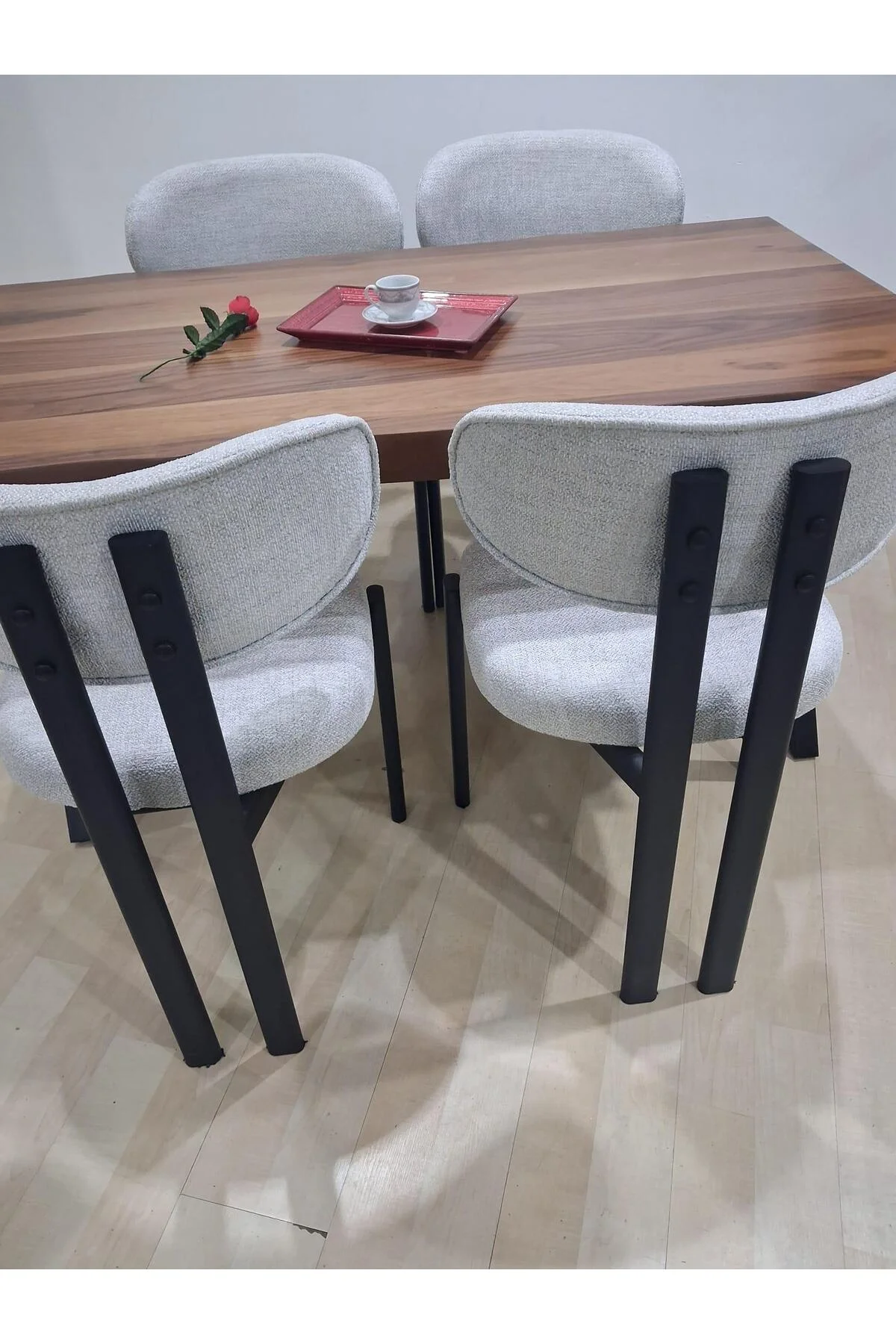 Masa Kütük 90601 V Ayak Sabit Ahşap Boyalı 4 Adet Sandalye Metal Ayak Masa Kütük 90601 V Ayak Sabit Ahşap Boyalı 4 Adet Sandalye Metal Ayak - Görsel 8