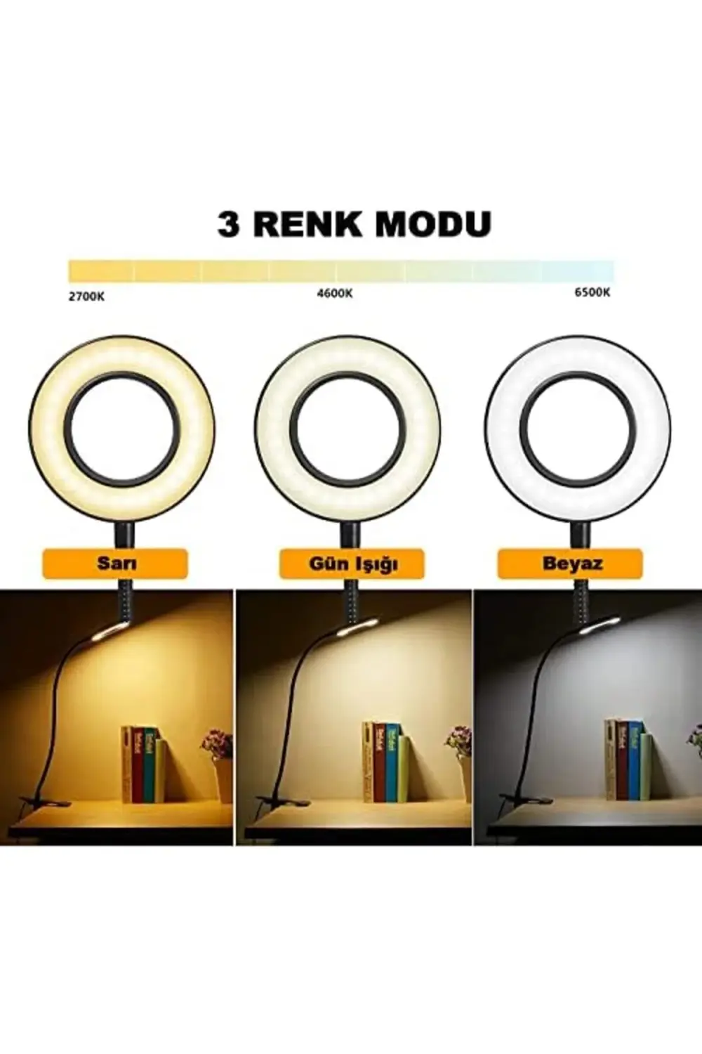 Masa Lambası USB Girişli Göz Koruyucu Klipsli Masaya Sabitlenen M
