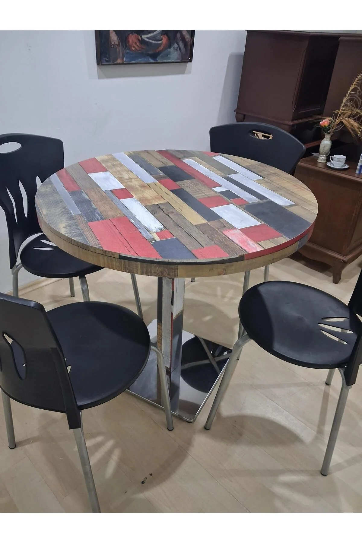 Masa Laminant 90688 Model Krom Tek Ayak Ad Plastik Sandalye Tabla Çizlmez Yanmaz - Görsel 4