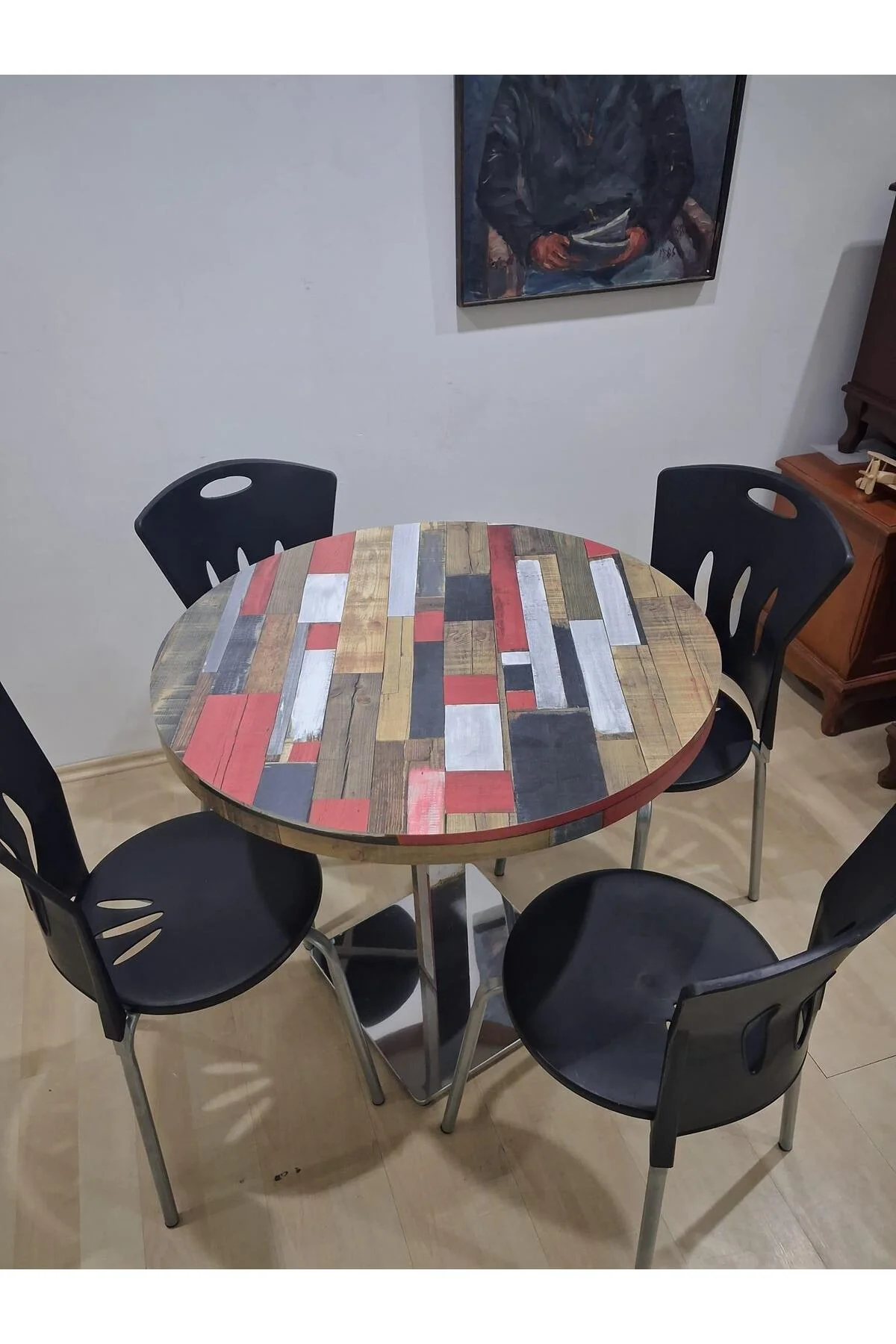 Masa Laminant 90688 Model Krom Tek Ayak Ad Plastik Sandalye Tabla Çizlmez Yanmaz - Görsel 3