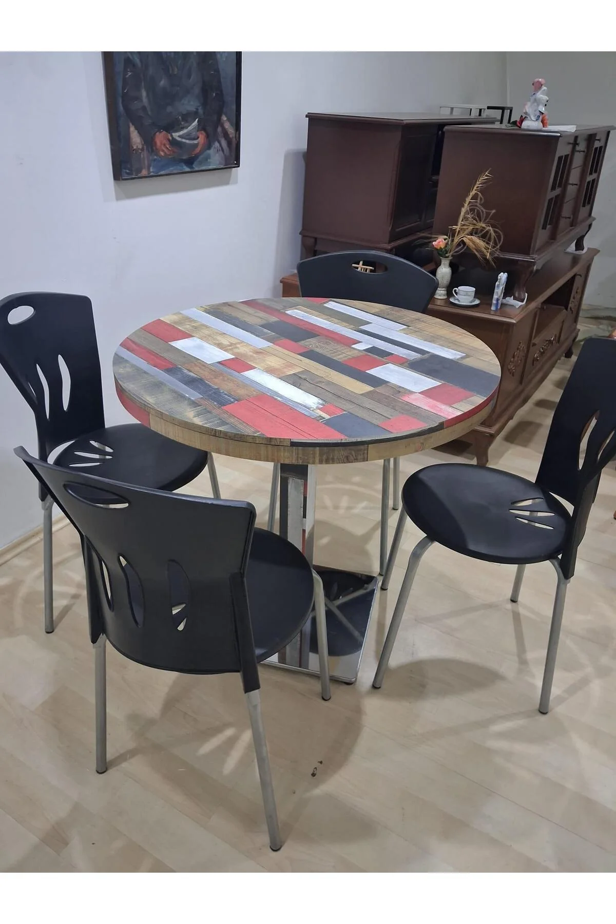 Masa Laminant 90688 Model Krom Tek Ayak Ad Plastik Sandalye Tabla Çizlmez Yanmaz - Görsel 5
