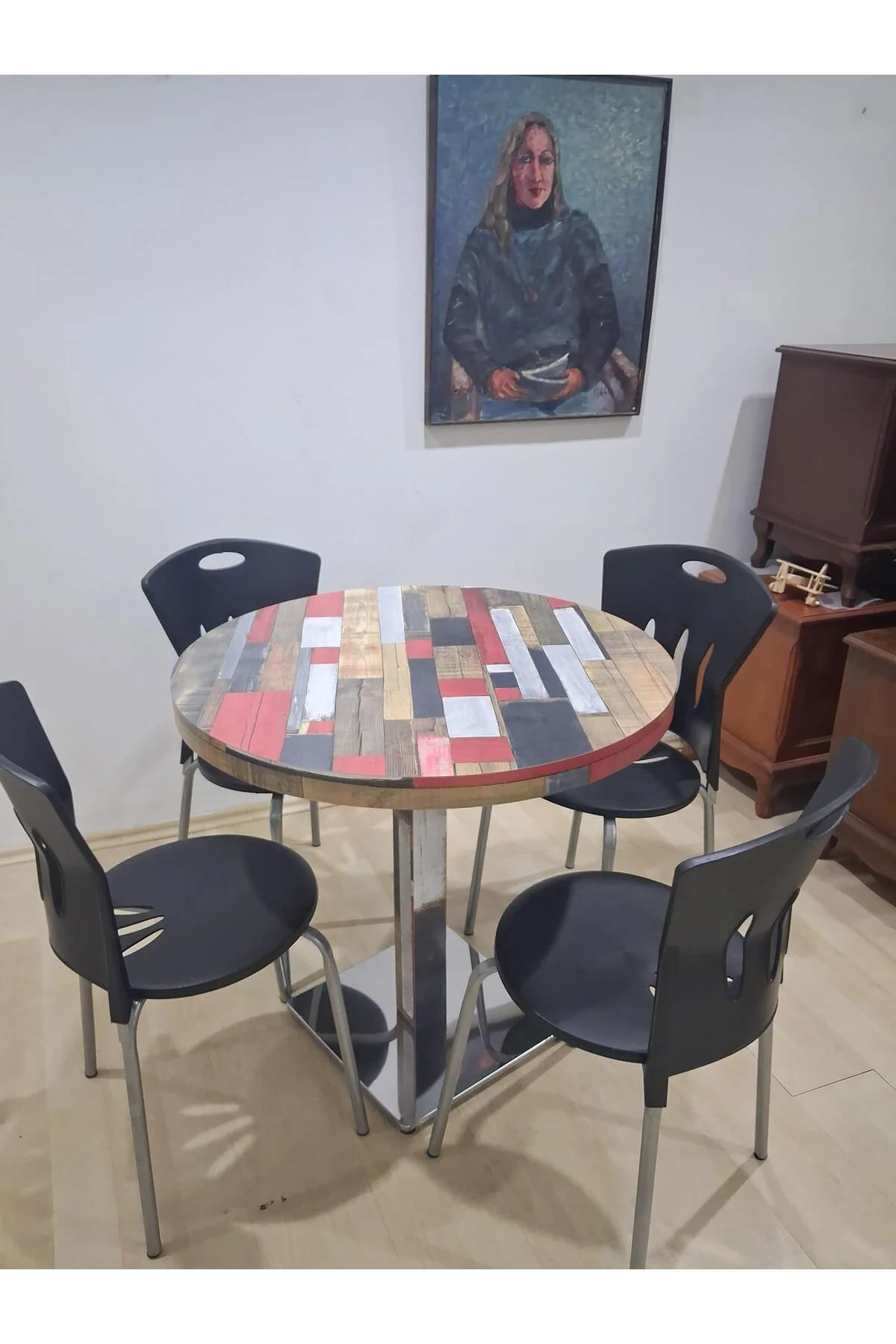 Masa Laminant 90688 Model Krom Tek Ayak Ad Plastik Sandalye Tabla Çizlmez Yanmaz - Görsel 2