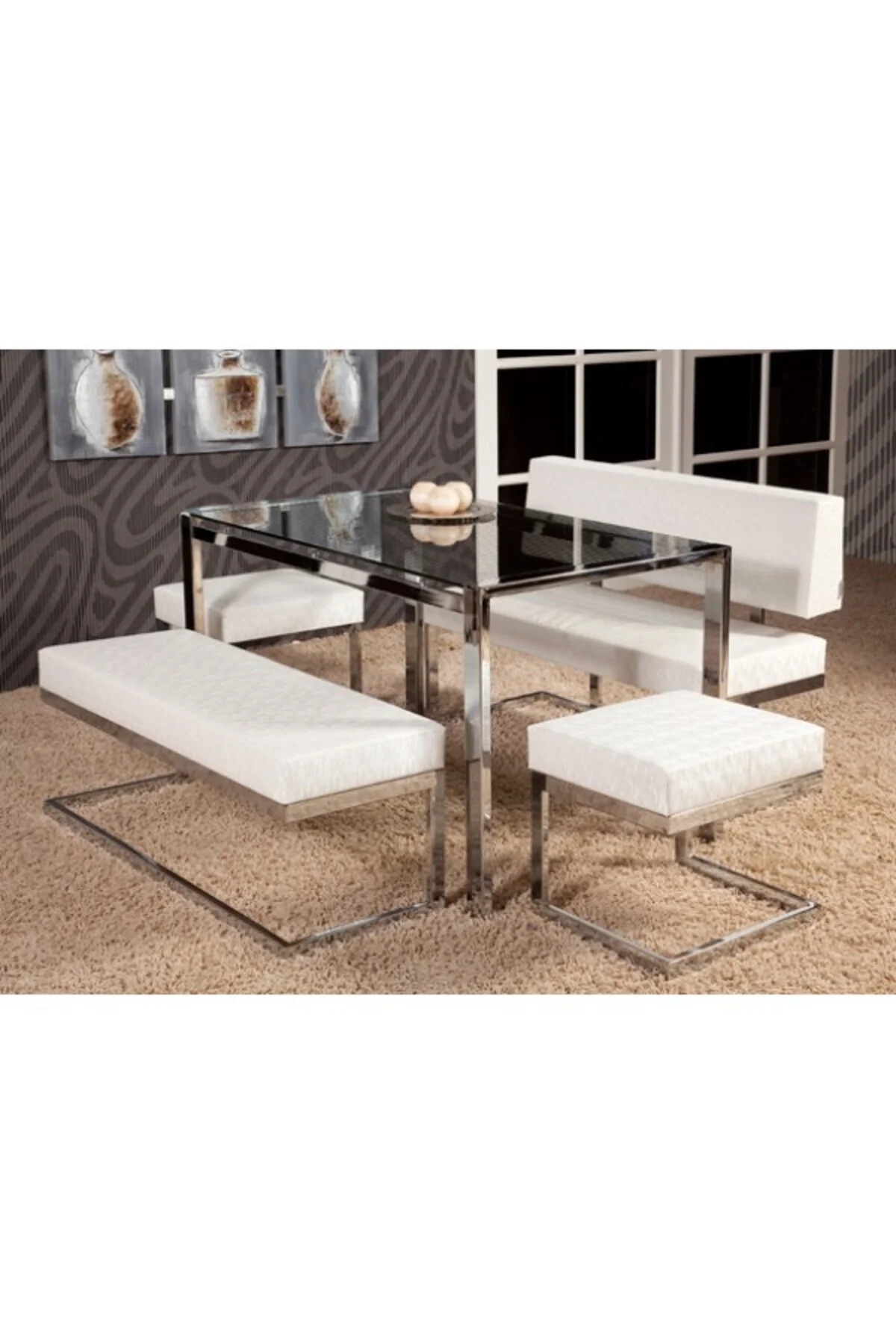 Masa-LOCA BANK tk 17347 Model Metal Nikelaj Suni deri Kırılmaz Temper Cam masa - Görsel 4