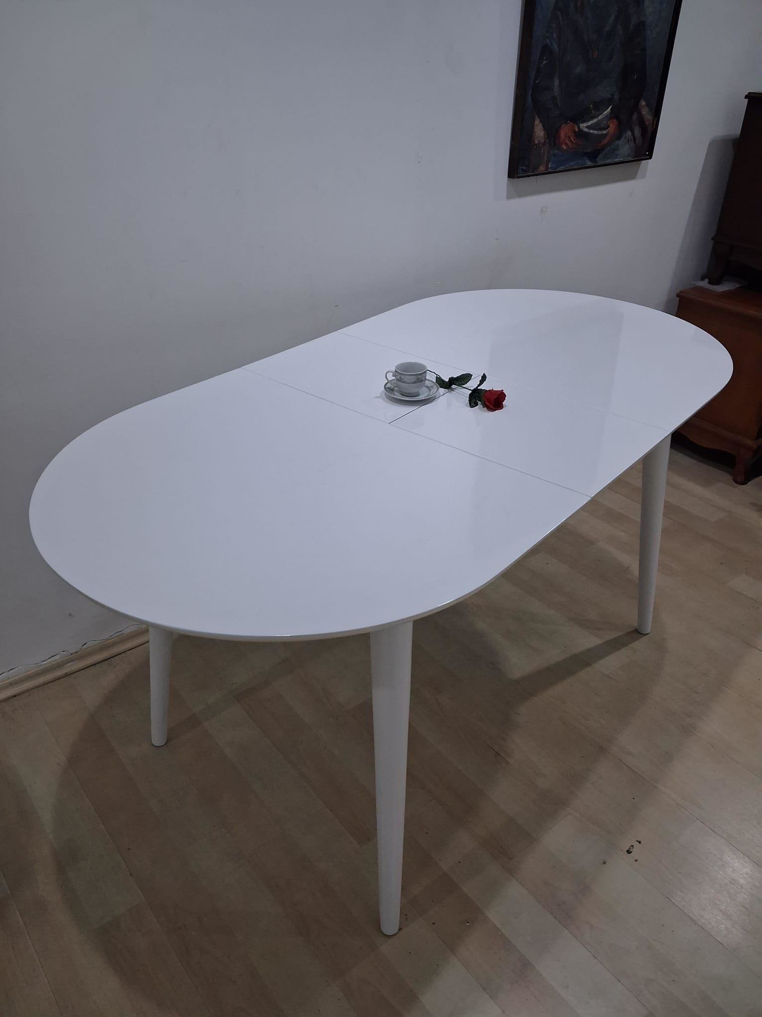 Masa Oval 90651 Retro Ayak Kayın Retro Açılır Parlak Lake Beyaz T Masa Oval 90651 Retro Ayak Kayın Retro Açılır Parlak Lake Beyaz T