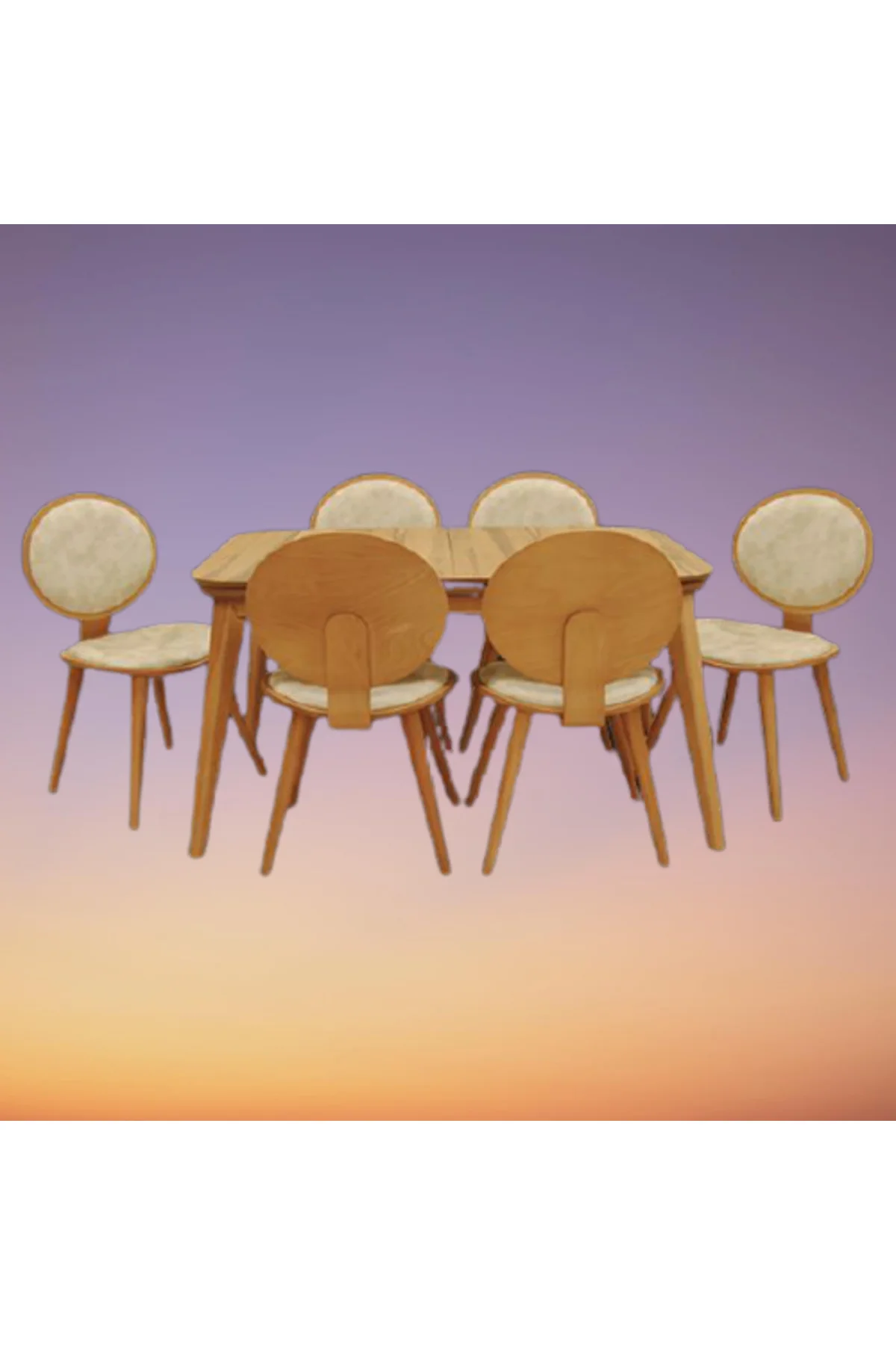 Masa-PAPEL 17776 Oval Sırt Klasik Sandalye Model Tk Kayın kaplam torna RETRO Açıl - Görsel 5