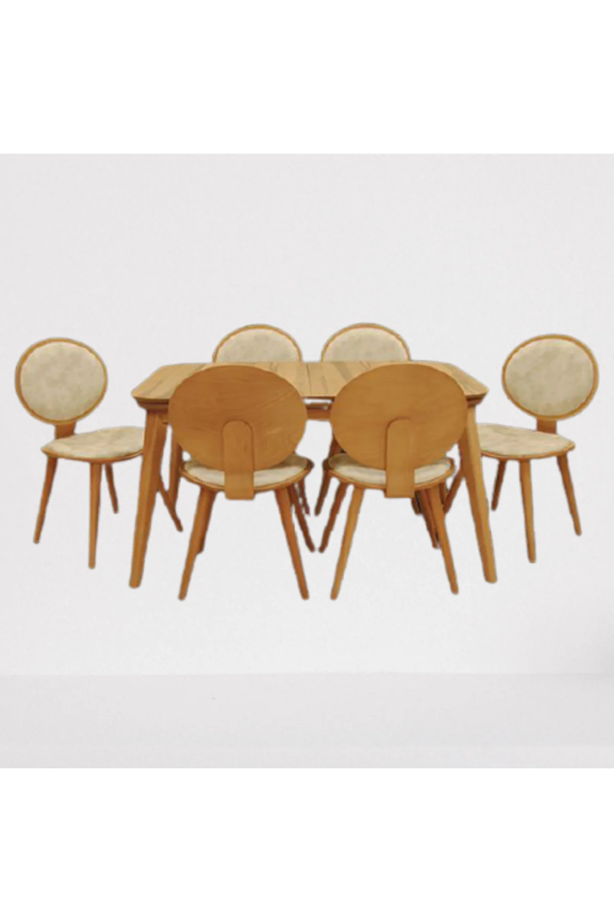 Masa-PAPEL 17776 Oval Sırt Klasik Sandalye Model Tk Kayın kaplam torna RETRO Açıl - Görsel 3