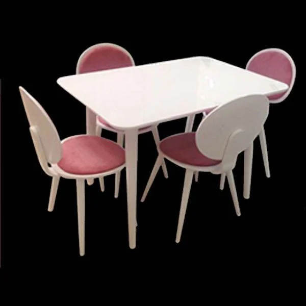 Masa-Sandaly 12880 RETRO Papel Tk model Kayın Torna kaplama Parlak beyaz El Yapım