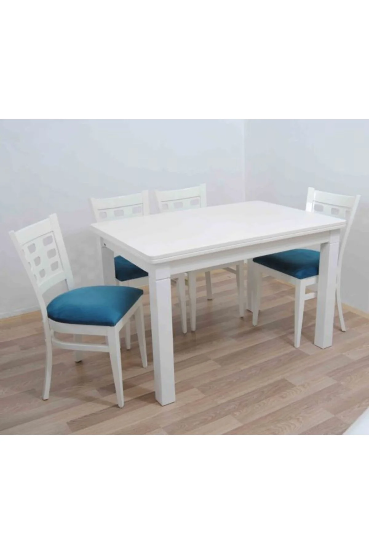 Masa-sandalye 12906 Tk Model 9GÖZ Kayın Torna Retro Parlak beyaz Sandalye Sabit - Görsel 2
